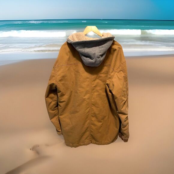 Genuine Dickies Hooded Work Jacket Brown Canvas Quilted Barn Coat 2XL (50-52) - Picture 2 of 16